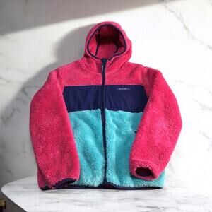 Eddie Bauer Jacket Girls Youth Size Large 14/16 Fleece Hooded Sherpa Full Zip